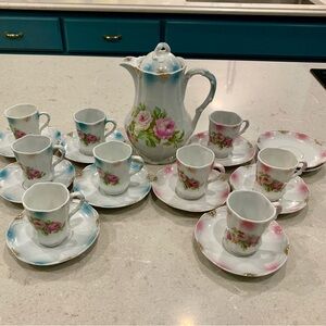 German porcelain chocolate set-pitcher and 9 cups & saucers